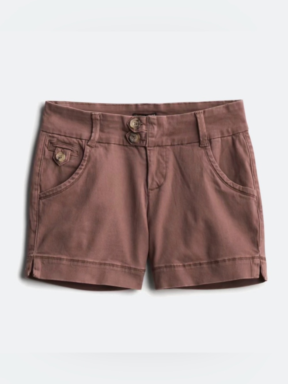 One 5 One Double Button Mid-Rise Shorts in Mauve